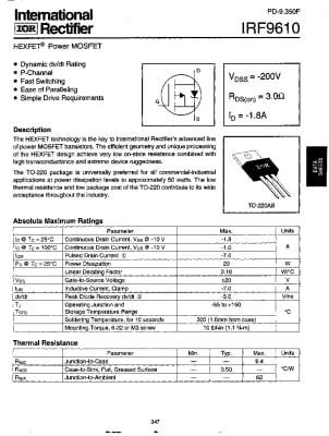 IRF9610 TO-220AB