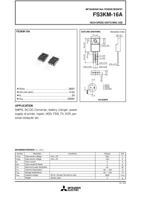 FS3KM16A TO-220F