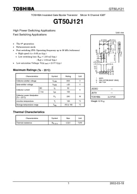 IGBT GT50J121 TO-264