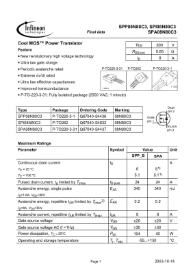 SPA08N80C3 TO-220F