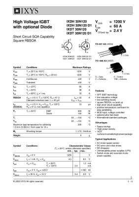 IGBT IXDH30N120D1 TO-264