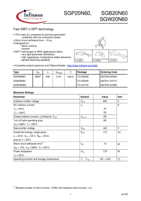 IGBT SGW20N60 TO-247