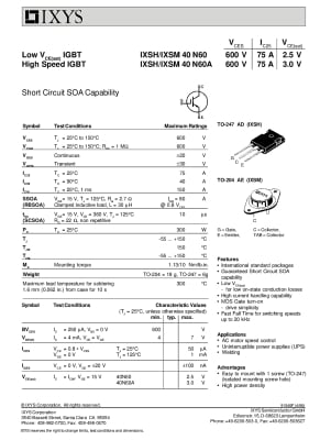 IGBT IXSH40N60A TO-247