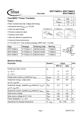 SPA17N80C3 TO-220F