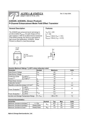 AOD405 TO-252DPAK