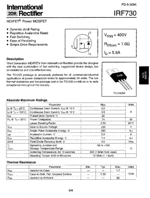 IRF730FI TO-220F