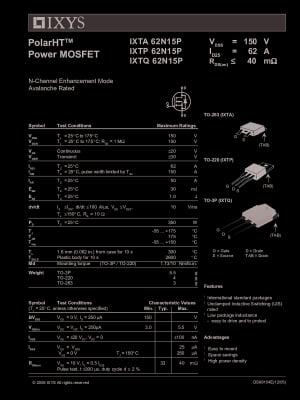 IXTA62N15P TO-263