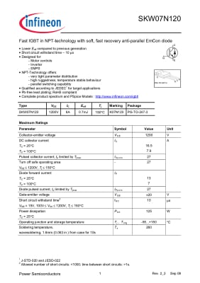 IGBT SKW07N120 TO-247