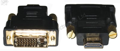 HDMI M19/DVI-D male 24+1 Adapter Gold