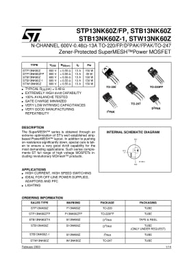 STP13NK60ZFP TO-220F