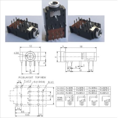 PJ-307B 11Pin 1/8\" 3.5mm