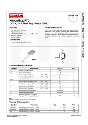 IGBT FGA20N120FTD TO-3P