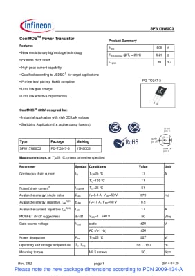 SPW17N80C3 TO-247