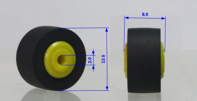 Rolă de prindere 13 x 8 x 2 mm plastic