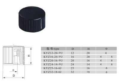 Potentiometer knob 32x13 Ф6 mm VR180