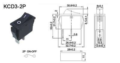 SWITCH KCD3 2P ON-OFF