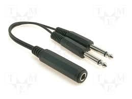 CABLE 6.3 mono Socket-2x6.3 mono Jack 0.2m