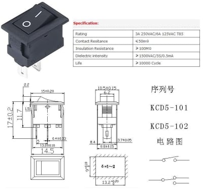 SWITCH KCD5-101 black 3P mini