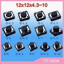 Tact Switch 4P 12x12 h7.5mm SMD