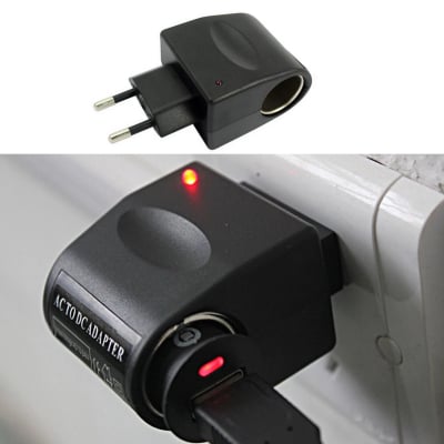 220 Volt AC to 12 Volt DC Cigarette Lighter Plug