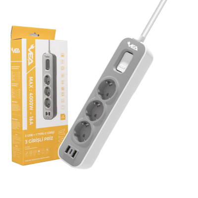 3 porturi+2 USB+ 1 TYPE-C 1,5m 22530