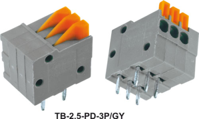 Pcb клема  с 2 пина TB-2.5-PD-2P/GY