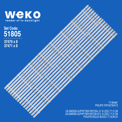 Iluminare de fundal LED LB-GM3030-GJPHP758X16PC09 set-16