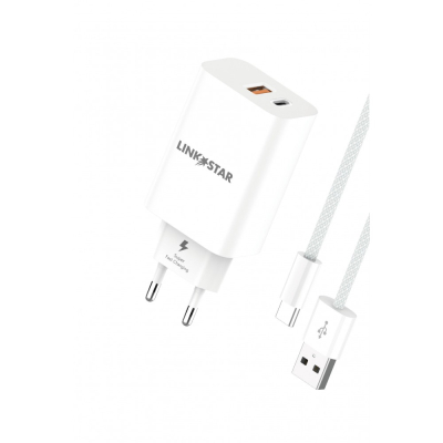 ADAPTOR USB-C+USB PD25W 3A+CABLU USB-A TIP-C LS56