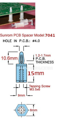 ÎNĂLȚIMEA SUPORTULUI PCBS-0116 15,9 mm