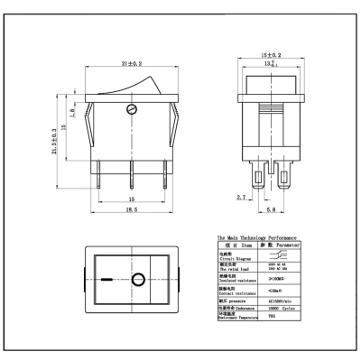 Comutator SK KCD1-202-1 6P ON-ON