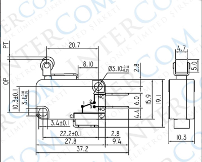 Comutator pentru microunde KW1-103 cu rolă scurtă