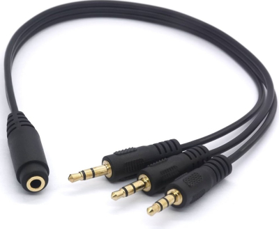 Cablu cu cablu 3x3.5mm stereo mascul - 3.5mm mamă
