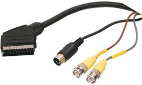 Cablu SCART la 2x BNC și DIN cu 5 pini, 1,5 m