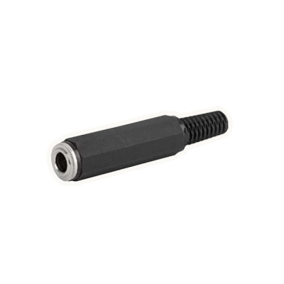 Conector mamă de 6,35 mm, stereo, pentru cablu, metalic cu manșon din PVC;