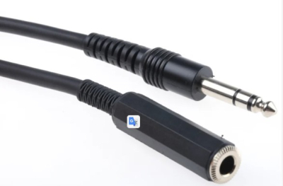 Cablu jack stereo 6,35 mm mascul la jack stereo 6,35 mm mamă negru 2m
