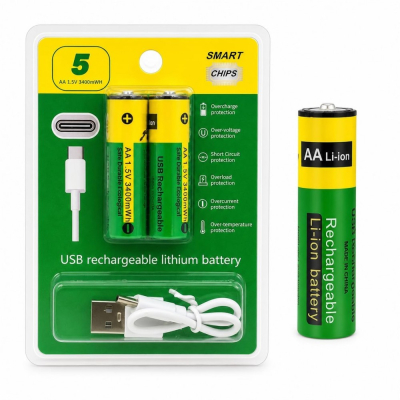 Baterie BP 1.5V AA 3400mWh baterie reîncărcabilă litiu TYPE-C