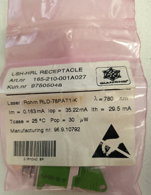 LSH-HRL RECEPTACLE FIBRE CONNECTOR DIAMOND 165-040-010A027