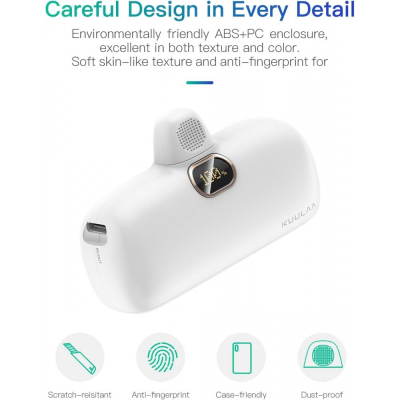Baterie externă compactă PD20W LS-IP Lightning 5.000 mAh - Alb