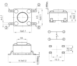 Tact Switch 4P 6x6 h4.3mm TVDM04 SMD