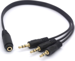 Cablu cu cablu 3x3.5mm stereo mascul - 3.5mm mamă