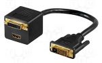 Cablu monitor DVI 24+1 mascul - DVI/femelă HDMI mascul 0.1m
