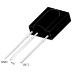 Receptor IR TFM5380 38kHz pentru sisteme de telecomandă. Tensiune de alimentare: 2,5 V până la 5,5 V.